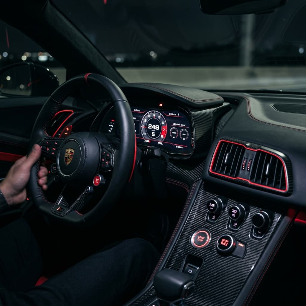 High-performance sports car dashboard interior